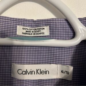 Calvin Klein Purple Checkered Button Down Men’s Shirt XL 100% Cotton Easter